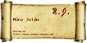 Münz Jolán névjegykártya